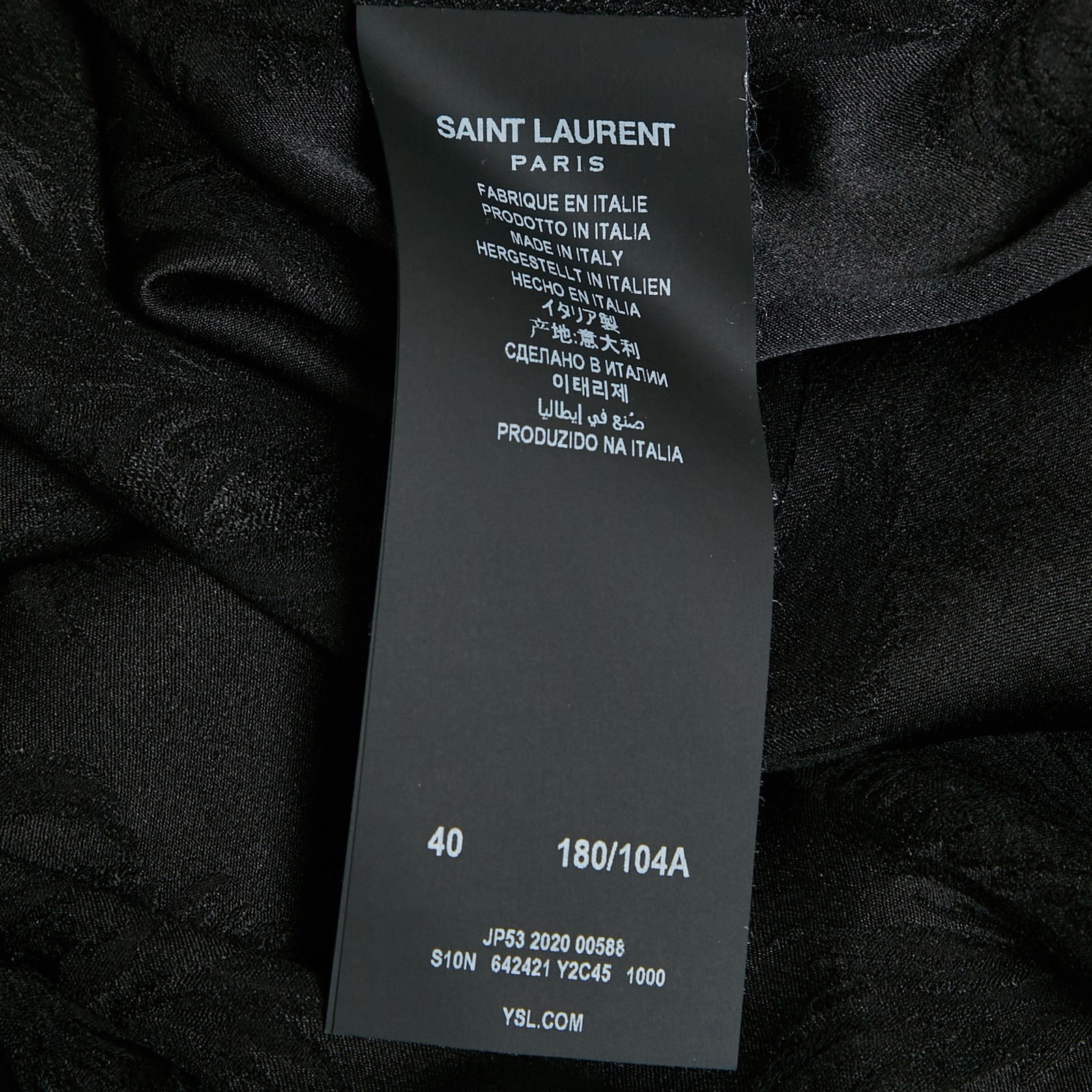 Camicia Saint Laurent Paris nera jacquard seta bottoni davanti M