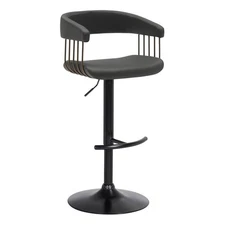 Armen Living Calista 33" Adjustable Faux Leather & Metal Bar Stool in Black