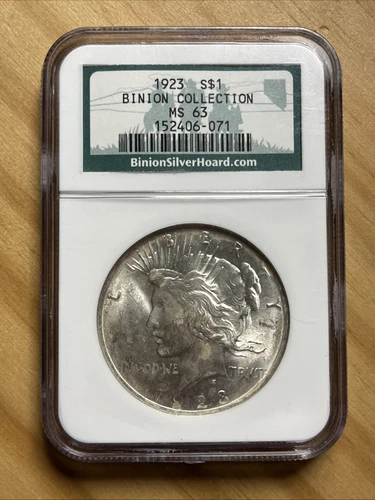 1923 Binion Peace Silver Dollar MS63 NGC