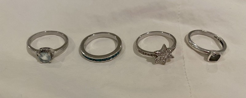 925 Sterling Silver Gemstone Rings Size 8 Beautiful Excellent Condition