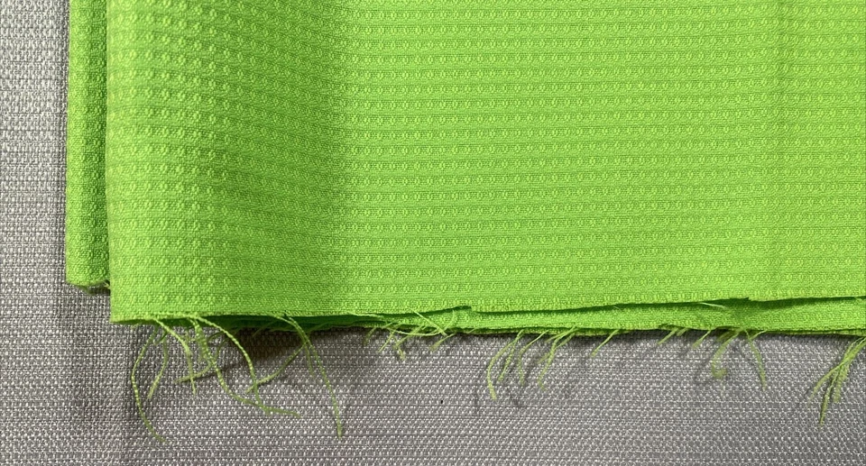 Fabric 1/3 60" Width Solid Neon Green Polka Dot Textured Vintage 1980s - Image 3 of 4
