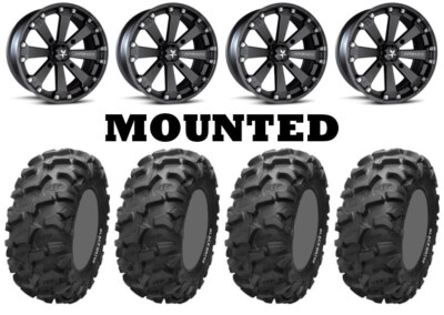 Kit 4 ITP Blackwater Evolution Tires 28x10-14/28x11-14 on MSA M20 Kore Black POL