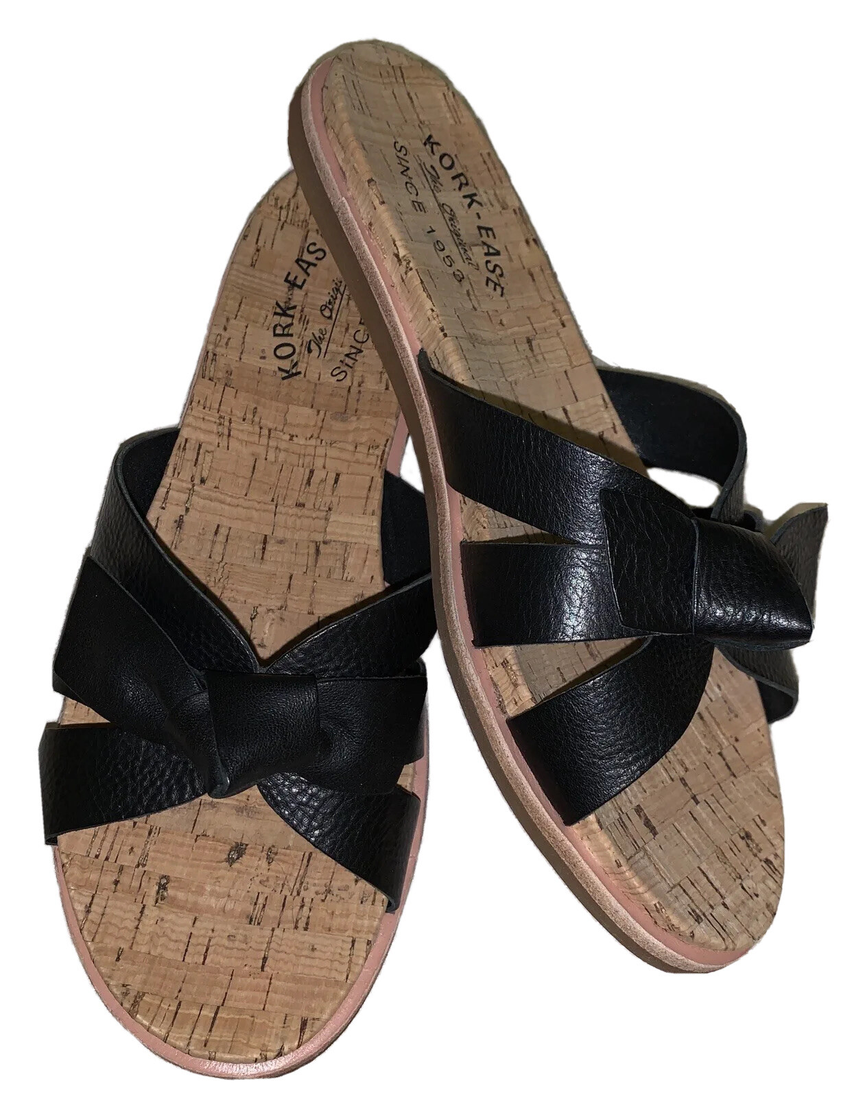 NEW KORK-EASE Brigit Leather Black Strap Bow Shoes Sandals Slides Size 9M |  eBay