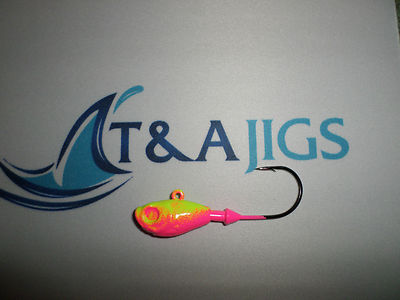 20 Ultra Minnow Striper Jig Heads T&A JIGS ELECTRIC CHICKEN + 1 Spro Swivel
