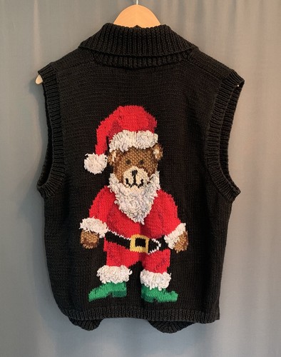 Adlerauge Handstrick Weste Weihnachten Vintage klein Santa Elfe Bär strukturiert Oma - Bild 3 von 21