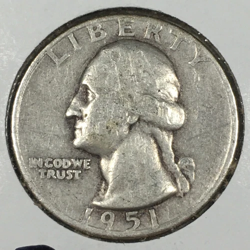 1951-D Washington Quarter - Fine (F) KM#164 - 90% Silver - WQ51DF