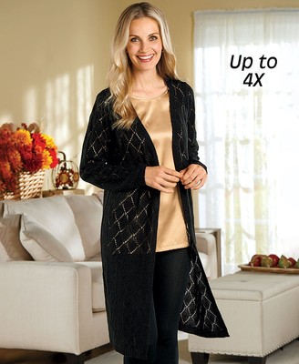 plus size black duster cardigan