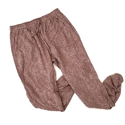 Thread + Supply sz M Pants Jogger Mauve Leopard Ruched Ankle Elastic Waist