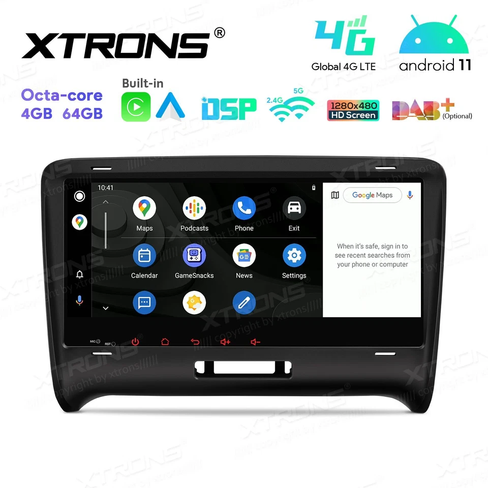 AUTORADIO ANDROID 11 STEREO AUTO 8" AUDI TT MK2 8J 2006-2012 NAVI WIFI CARPLAY  - Immagine 4 di 4