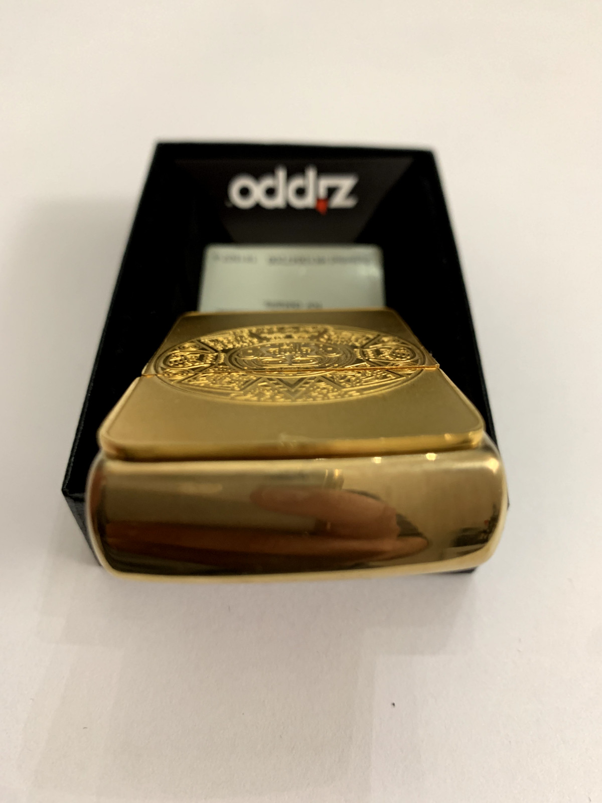 AZTEC Calendar Zippo Lighter BRUSHED BRASS gift Gold plated Mexico Mexican