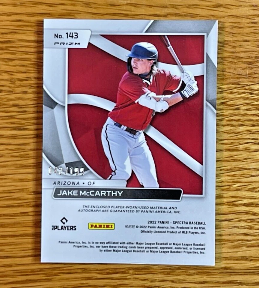 JAKE MCCARTHY 2022 Panini Chronicles #143 Spectra RC Holo Prizm Auto Relic /199 - Image 2 of 2