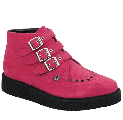 Chaussures T.U.K. Creepers Pointues 3 œillets - Noir Simili-cuir - Bas - Style Rockabilly