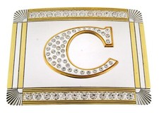 Initial C Letter c Monogram Western Cowboy Men Women Iced Gold Metal Belt Buckle