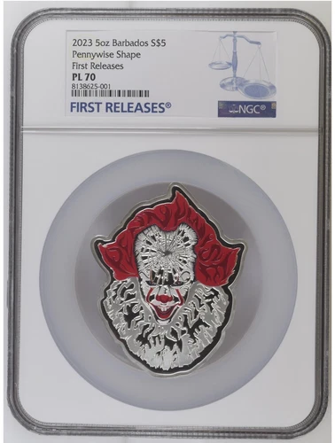 Pennywise 2023 Barbados 5oz Silver Proof Like Coin S$5 NGC PL 70 First Releases