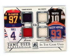 2015 IN THE GAME USED HOCKEY QUAD JERSEY /55 MCDAVID YAKUPOV HALL NUGENT-HOPKINS