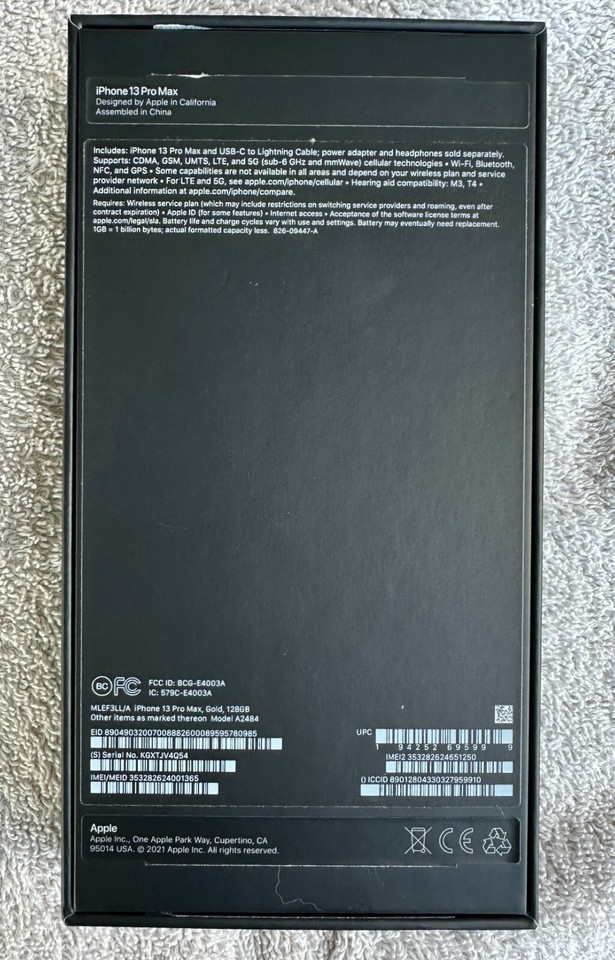 Original iPhone 13 Box (iPhone 13 Pro Max) No Phone w/Cable BOX ONLY eBay