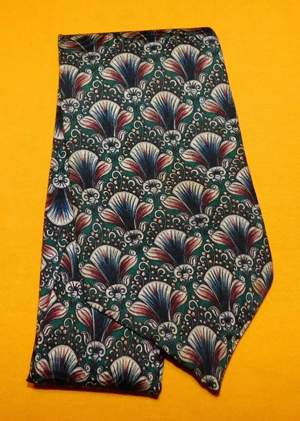 CORBATA FLORAL GUY LAROCHE HECHA EN CANADÁ VERDE/AZUL/ROJO - CORBATA - CORBATA DE DISEÑADOR. Foto 2 de 3