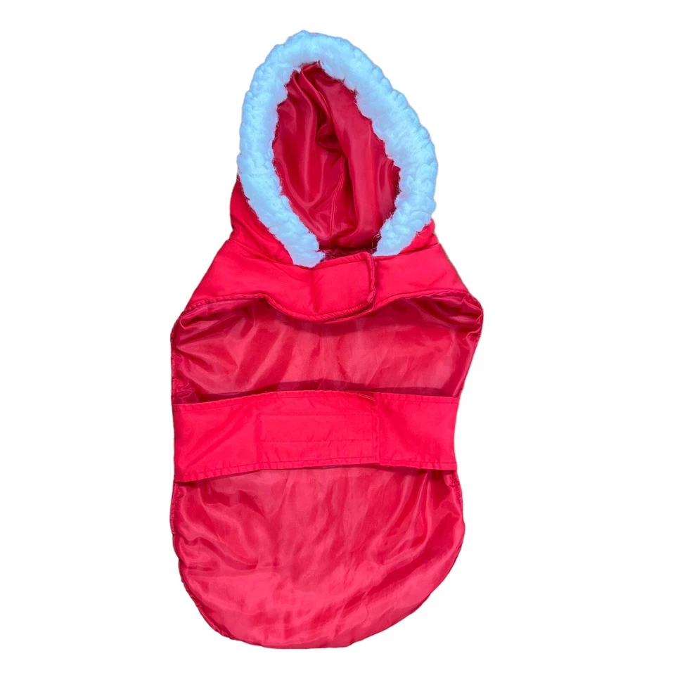 Simply Dog Coat 红色 Puffer 风格人造夏尔巴装饰帽中号心形蝴蝶结 GUC 阅读 — 第 2/4 张图片