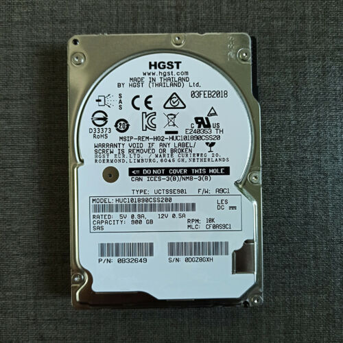 HUC101890CSS200 Tested 900GB 10K SAS 2.5 12Gb/s Server Hard Drive  - Afbeelding 1 van 3