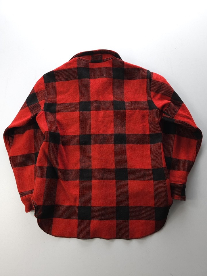 Vintage 1940s Flint Tent & Awning Co. Buffalo Plaid Wool Shirt Heavyweight Red M eBay