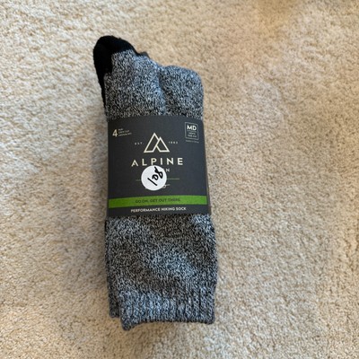 New Alpine Design Performance Hiking Socks 4 Pack Medium 6-9 Crew Cut