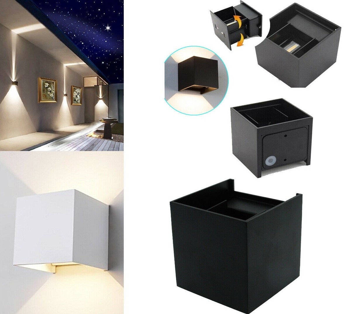 Applique Led Cubo Da Parete 6W Doppia Emissione Bianco IP65 Bianco Freddo 6000k Wisdom - Foto 13