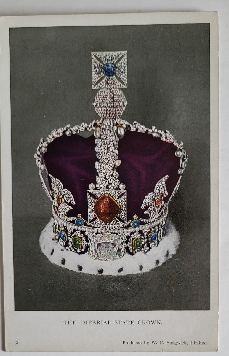 VTG PC ENGLAND'S IMPERIAL STATE CROWN JEWELS QUEEN VICTORIA CROWN HISTORIC  GEMS