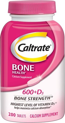 2 Caltrate 600 Plus D3 Calcium + Vitamin D Supplement 200 Tab Bone Sup (2 Units)