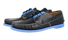 PRADA Leather Deck Boat Shoes - 2EG271 - Black Cobalt Blue NEW -  US 11 EU 44