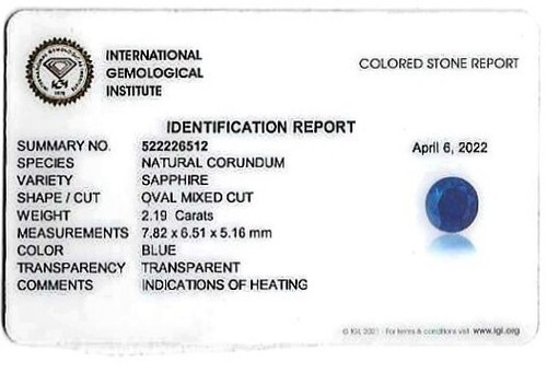 SZ:7 US 18K Gold Ring IGI CERTIFIED 2.19 Ct Natural Blue Sapphire Real Diamond - Picture 3 of 18