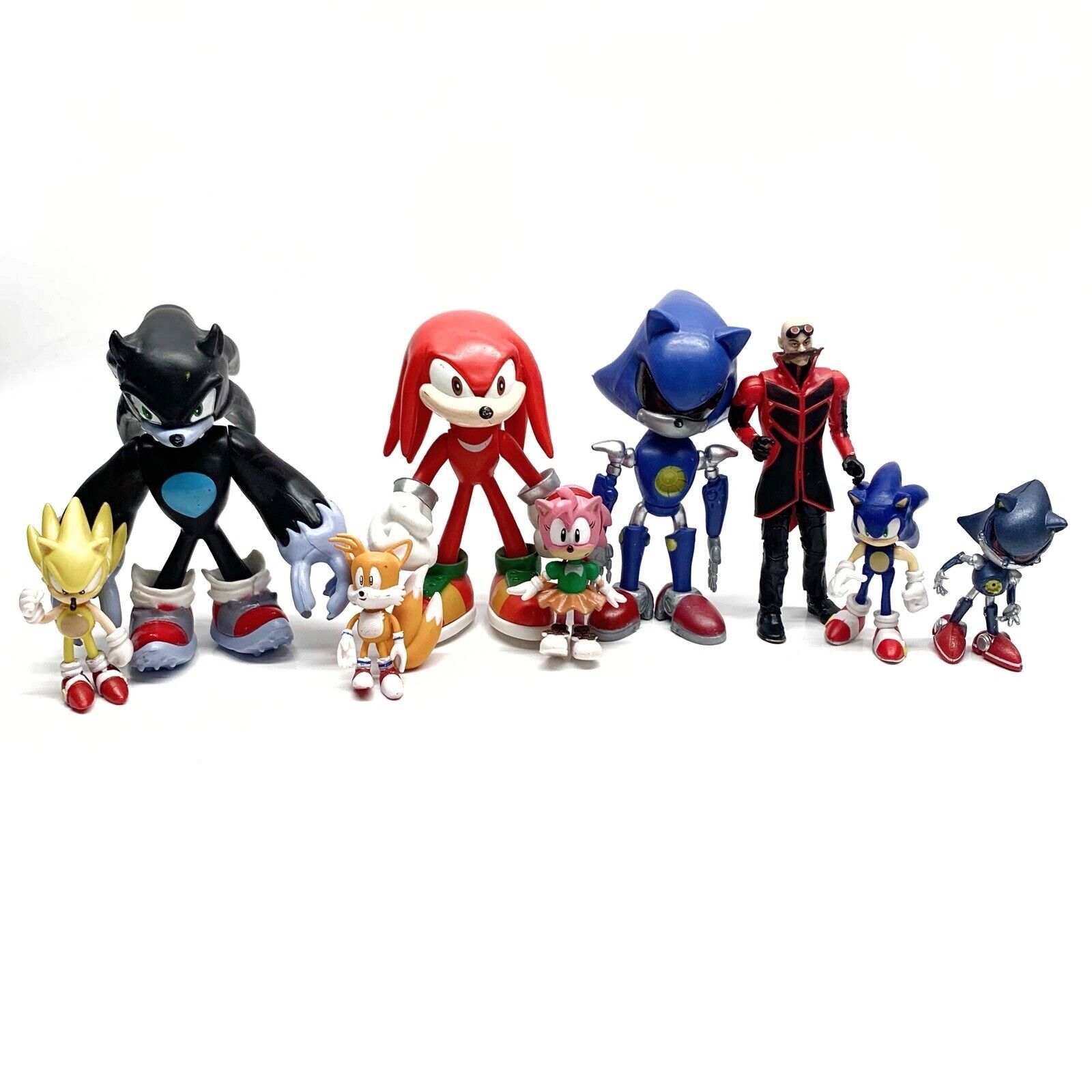 Kit 5 Bonecos Filme Sonic Tails Metal Sonic Knuckles Shadow Hedgehog