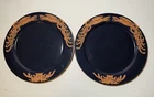 Set of 2 VTG Acadien Classique Blue Dinner Plate Cajun Frankoma Crawfish 10.5”