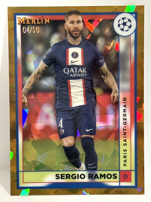 2022-23 Topps Merlin Chrome UCL PSG Sergio Ramos Gold Atomic - Main Image