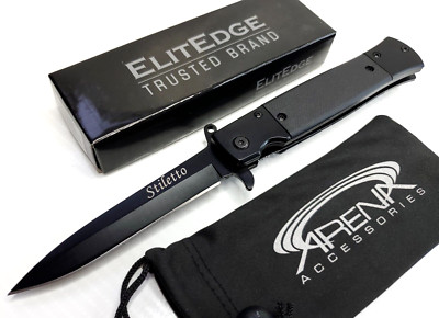 EE10A96BK ElitEge Stiletto A/O Black 420C Blade Stainless/G10 Handle Linerlock