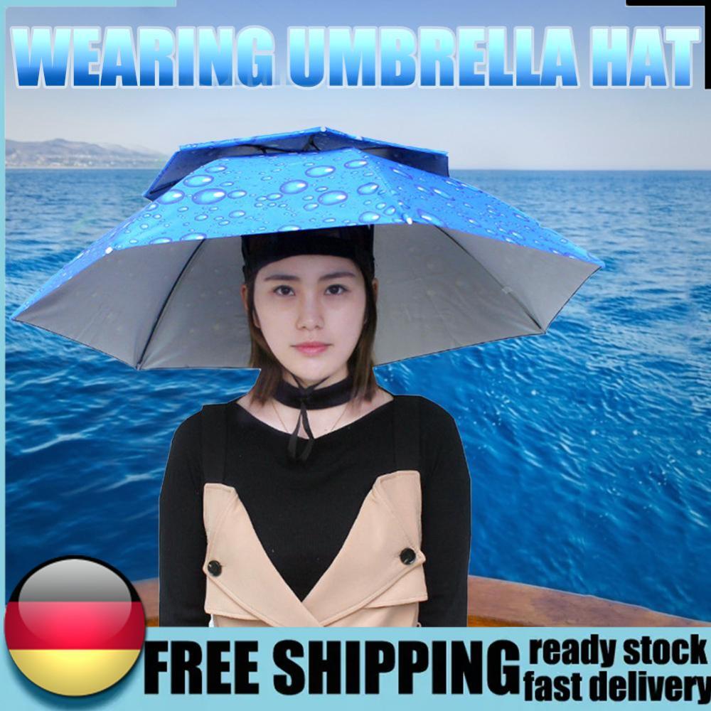 APL Ombrellone da Pesca Pieghevole Copricapo Ombrello Cappello Protezione UV Cappellino (Blu