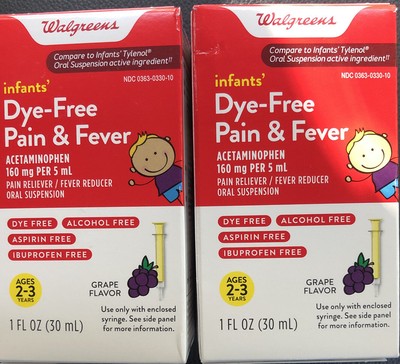 Two 2 Infant Dye Free Pain Fever Acetaminophen 1 Oz 7 21 Exp Walgreens Brand 311917205137 Ebay