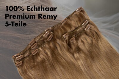 Haarverlängerung 50cm Clip Remy Hair Extensions Echthaar 5 Teilig A.S. Hamburg