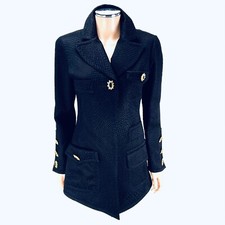 Christian Lacroix Paris Designer Coat Size 38 Us 6 Black Vintage Jacket France