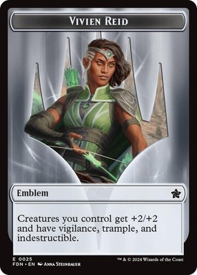 Emblem - Vivien Reid // Elf Warrior Double-Sided Token- (NM)--EN-[FDN - 25 //...