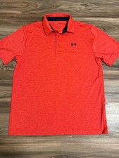 Under Armour Playoff Polo Heather Red S/S Stretch Shirt Large Performance