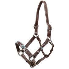 Leather Halter - Navajo Beaded Cheeks and Nos...