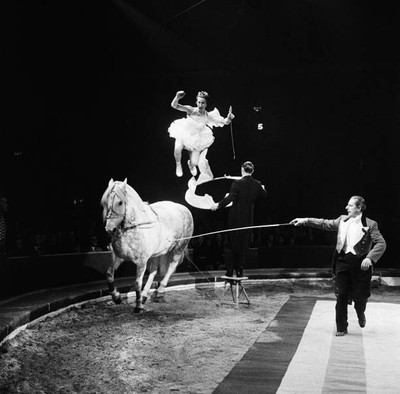 Bertram Mills Circus a performance with a horse 19th December 1958 Old Photo