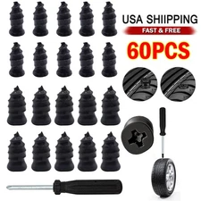 60Pcs Tire Repair Rubber Nails Tyre Puncture Repair Screws Kit w/ Screwdriver