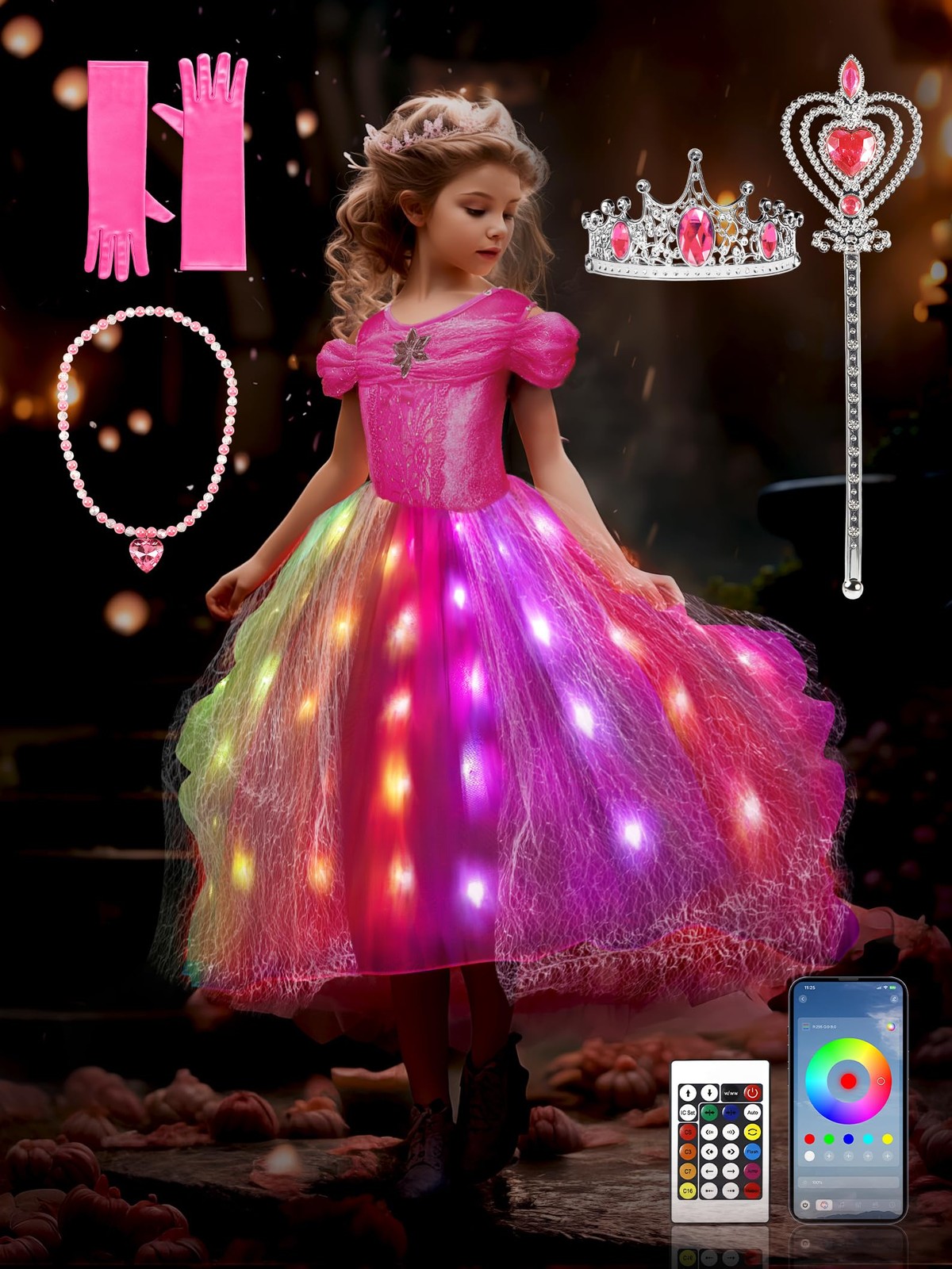 Robe de princesse sync avec rythme de musique doublée coton anti-irritation fille