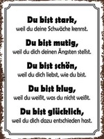Holzschild 40X30 Cm Du Bist Stark, Mutig, SchöN Deko Geschenk Holz Schild