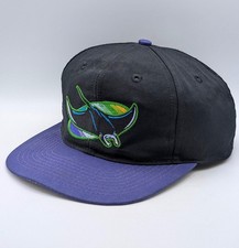Vintage Tampa Bay Rays MLB Baseball Logo 7 Snapback Hat Two Tone YOUTH KIDS 90s