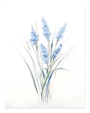 Elegant Blue Floral Poster Wall Art for Home or Office Decor