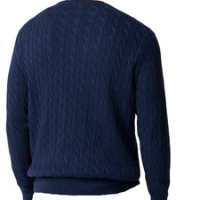 J.CREW Cotton Cable Knit Crewneck Sweater Navy Men  s MEDIUM - NWT