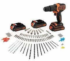 Black+Decker Schlagbohrschrauber 18V BDCHD181B3A Mit 3 Akkus Und 120 ZubehöRteil-image