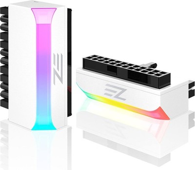 ATX 24-Pin 90-Grad-Stromanschluss 5V 3 Pin ARGB Rainbow Buchse auf Stecker Weiß